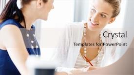  Presentation with female office graphics - Audience pleasing slides consisting of two female colleagues in office backdrop and a lemonade colored foreground