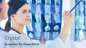  Presentation with female - Amazing theme having two-female-doctors-pointing backdrop and a light blue colored foreground