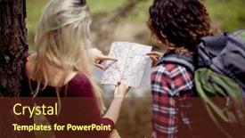  Presentation with friendship day - Slide deck featuring two-female-friends-are-watching background and a tawny brown colored foreground