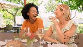  Presentation with vineyard - Theme featuring two-female-friends-enjoying-outdoor background and a coral colored foreground