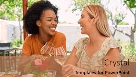  Presentation with vineyard - Presentation theme consisting of two-female-friends-enjoying-outdoor background and a coral colored foreground