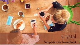  Presentation with hand sanitizer - PPT layouts consisting of two-female-friends-in-coffee background and a red colored foreground