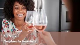  Presentation with friends eating and drinking wine - Amazing slide deck having two female friends making toast backdrop and a  colored foreground