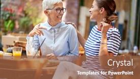  Presentation with generations - Beautiful slide set featuring two-female-friends-of-different backdrop and a tawny brown colored foreground