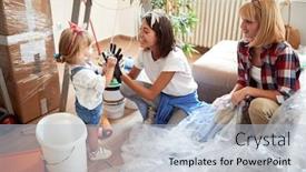  Presentation with joy - Audience pleasing slide set consisting of two-female-friends-playing backdrop and a light blue colored foreground