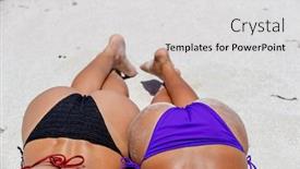  Presentation with sun tanning - Cool new presentation with two female friends sun tanning on a caribbean beach backdrop and a light gray colored foreground