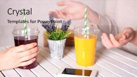  Presentation with container fast food packaging - Cool new theme with two female hands with fast backdrop and a lemonade colored foreground