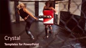  Presentation with martial arts - Slides enhanced with two-female-mixed-martial-arts background and a wine colored foreground