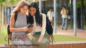  Presentation with high school students - PPT theme consisting of two-female-secondary-or-high background and a coral colored foreground