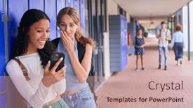  Presentation with high school students - PPT theme enhanced with two-female-secondary-or-high background and a coral colored foreground