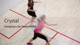  Presentation with court - Presentation theme featuring two female squash players background and a soft green colored foreground