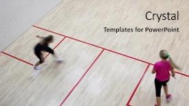  Presentation with court - Amazing slides having two female squash players backdrop and a lemonade colored foreground