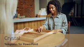  Presentation with board game - Colorful PPT layouts enhanced with two-female-students-play-board backdrop and a coral colored foreground