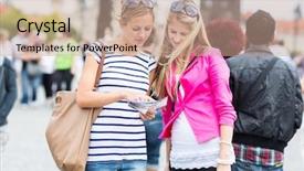  Presentation with tourists - Amazing presentation design having two female tourists walking along the charles bridge while sightseeing in prague the historical capital of the czech republic backdrop and a coral colored foreground