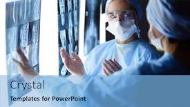  Presentation with medical - Amazing slide set having two-female-women-medical-doctors backdrop and a light blue colored foreground