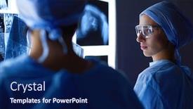  Presentation with medical - Amazing slide set having two-female-women-medical-doctors backdrop and a navy blue colored foreground