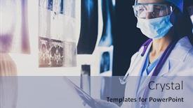  Presentation with women - PPT theme with two-female-women-medical-doctors background and a light blue colored foreground