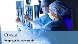  Presentation with women - Slides enhanced with two-female-women-medical-doctors background and a light blue colored foreground