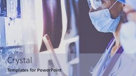  Presentation with medical - PPT theme enhanced with two-female-women-medical-doctors background and a light blue colored foreground