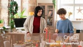  Presentation with females - Cool new PPT layouts with two-females-discussing backdrop and a coral colored foreground