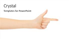  Presentation with helping others two hands woman - Slide set consisting of two finger like a gun background and a white colored foreground