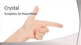  Presentation with helping others two hands woman - Beautiful PPT theme featuring two finger like a gun backdrop and a white colored foreground