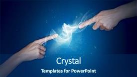  Presentation with electricity - Amazing slide set having two fingers touching and creating backdrop and a ocean colored foreground