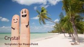  Presentation with family tourism - Slides enhanced with two fingers with smiley background and a lemonade colored foreground