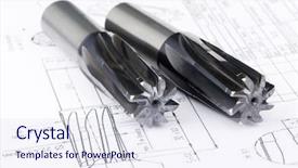  Presentation with tools - PPT theme consisting of industry design - two finished metal reamer tools background and a sky blue colored foreground