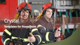  Presentation with firefighters - Beautiful slides featuring two firefighters in protective suits backdrop and a tawny brown colored foreground