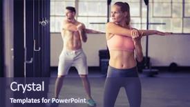  Presentation with crossfit - Audience pleasing PPT layouts consisting of two fit people doing fitness backdrop and a navy blue colored foreground