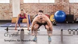  Presentation with crossfit - PPT layouts having two fit people working out in crossfit gym background and a light gray colored foreground
