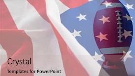  Presentation with grunge american football field - Amazing presentation theme having two flags - brown american football on tee backdrop and a coral colored foreground