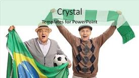  Presentation with soccer fans - Presentation consisting of two flags - cheerful elderly soccer fans background and a mint green colored foreground