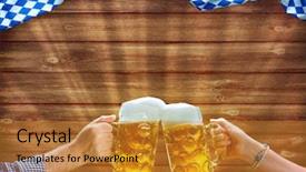  Presentation with hands holding a tree - Colorful slide deck enhanced with two flags - cheers hands holding up beer backdrop and a gold colored foreground