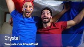  Presentation with france flag - Amazing PPT theme having two flags - french friends celebrating with france backdrop and a cobalt blue colored foreground