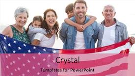  Presentation with american flag - Slide set featuring two flags - happy family with an american background and a coral colored foreground