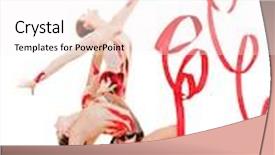  Presentation with flexible - Beautiful presentation theme featuring two flexible gymnasts dancing with red ribbons isolated on white background backdrop and a sky blue colored foreground