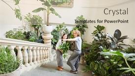  Presentation with catering - Colorful slide set enhanced with two-florists-of-event-floristry backdrop and a soft green colored foreground