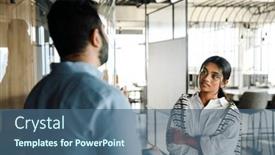  Presentation with coworkers - PPT layouts with two-focused-young-indian-coworkers background and a ocean colored foreground