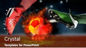  Presentation with football - PPT theme featuring two-football-player-in-action background and a crimson colored foreground