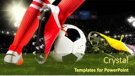  Presentation with football - Slide set featuring two-football-player-man background and a tawny brown colored foreground