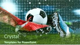  Presentation with football - Cool new slide deck with two-football-player-man backdrop and a tawny brown colored foreground