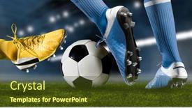  Presentation with football - Theme having two-football-player-man background and a tawny brown colored foreground