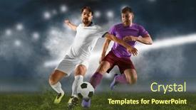  Presentation with football - PPT theme featuring two-football-player-man background and a tawny brown colored foreground