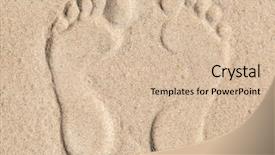  Presentation with footprints sand - Audience pleasing slides consisting of two footprints in sand backdrop and a lemonade colored foreground