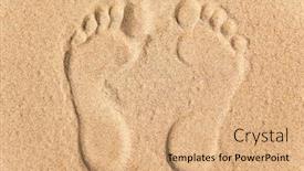  Presentation with footprints sand - Beautiful slides featuring two-footprints-in-sand backdrop and a coral colored foreground