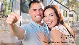  Presentation with military - Audience pleasing PPT layouts consisting of two forces - young military couple holding backdrop and a coral colored foreground