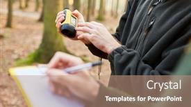  Presentation with forest - Theme having two-foresters-with-rangefinder background and a coral colored foreground