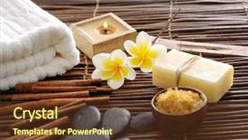  Presentation with cinnamon - Colorful presentation theme enhanced with two frangipani and cinnamon black stones towel on mat backdrop and a tawny brown colored foreground